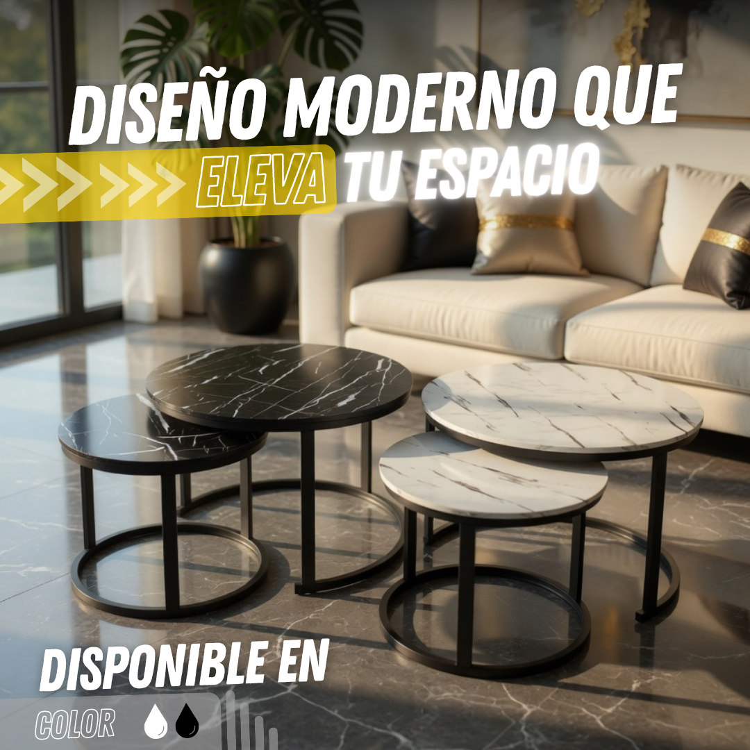 Mesas de Centro Mármol Premium 2x1 (Grande + Mediana)