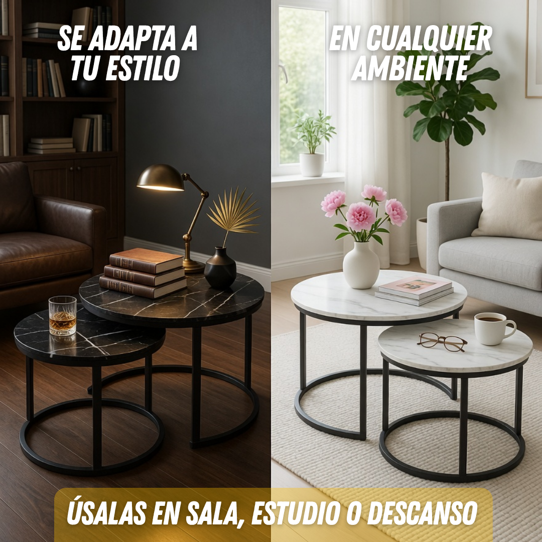 Estilo Mármol Prestige Collection x2 (Mesa Grande + Mesa Mediana) TT