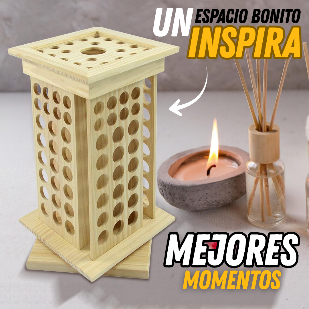 Organizador Giratorio para Aceites Esenciales y Cosméticos en Madera