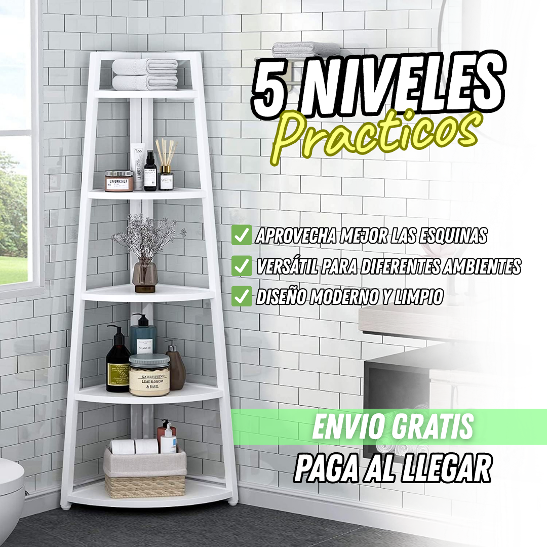 Estantería Esquinera Multiuso de 5 Niveles