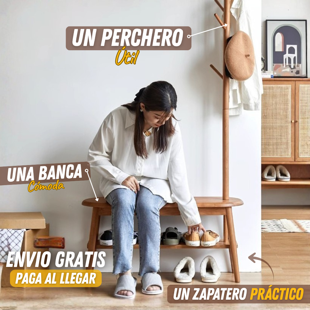 Banca Zapatero con Perchero para Recibidor