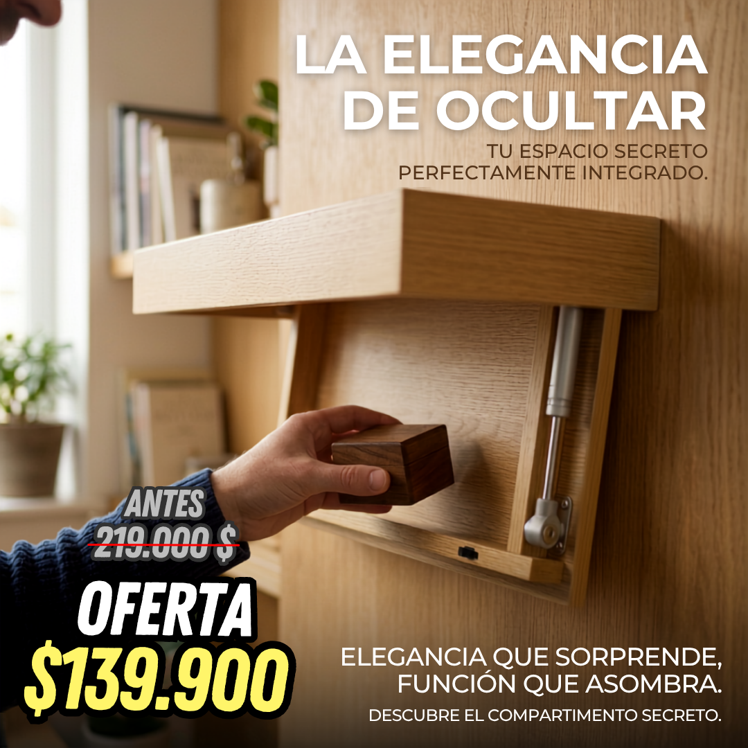 Repisa Café Decorativa de Madera Con Cajón Oculto (20x40x5.5)