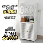 Mueble Organizador de Baño Compacto con Puertas y Estantes