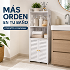 Mueble Organizador de Baño Compacto con Puertas y Estantes