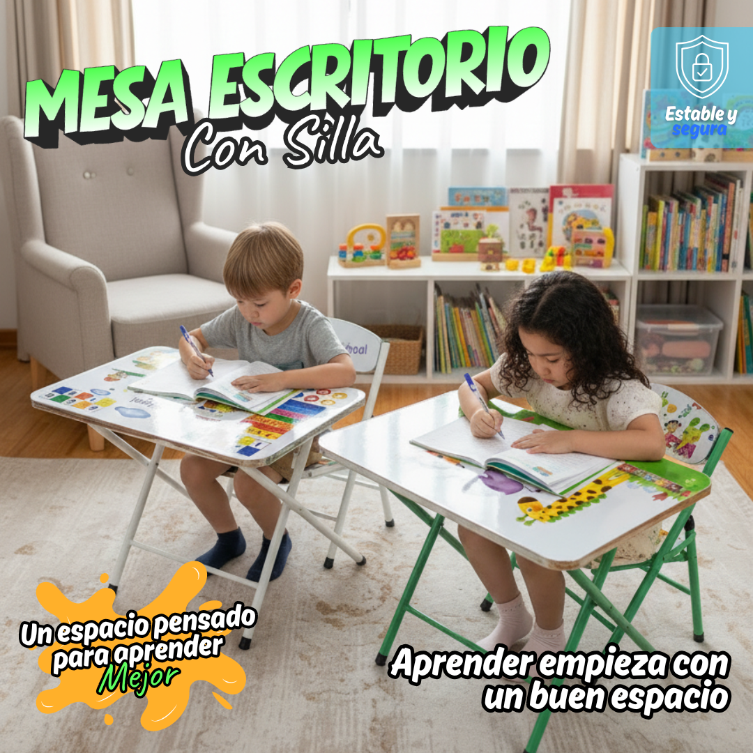 Combo Escritorio Plegable + Silla Infantil PREMIUM UNISEX