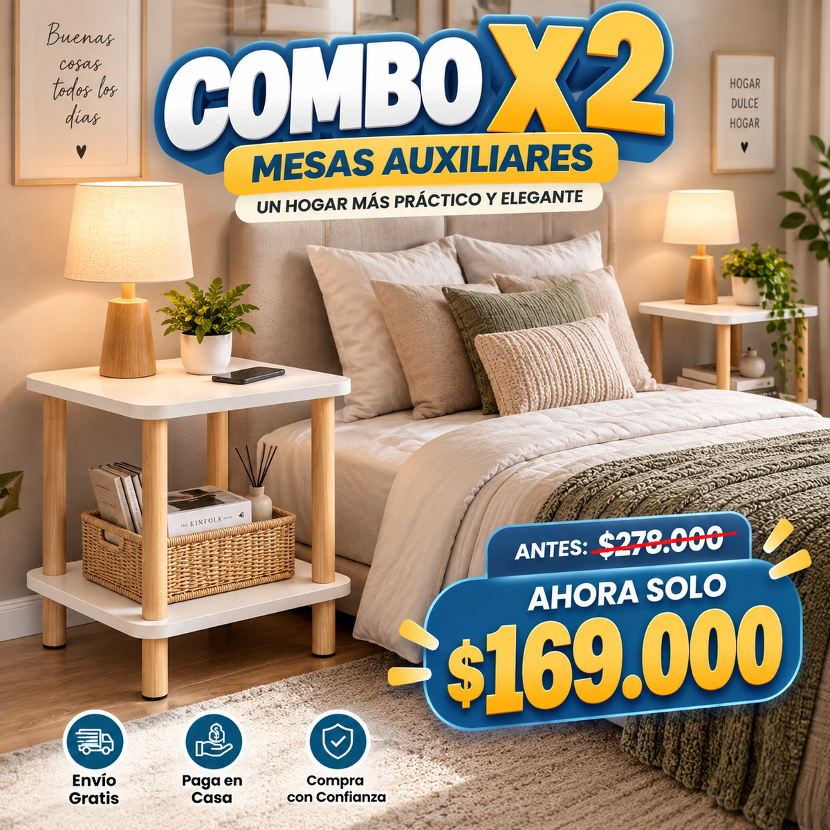 ⏳ Oferta Especial Mesas Auxiliares | Elige 1 o Aprovecha el Combo x2