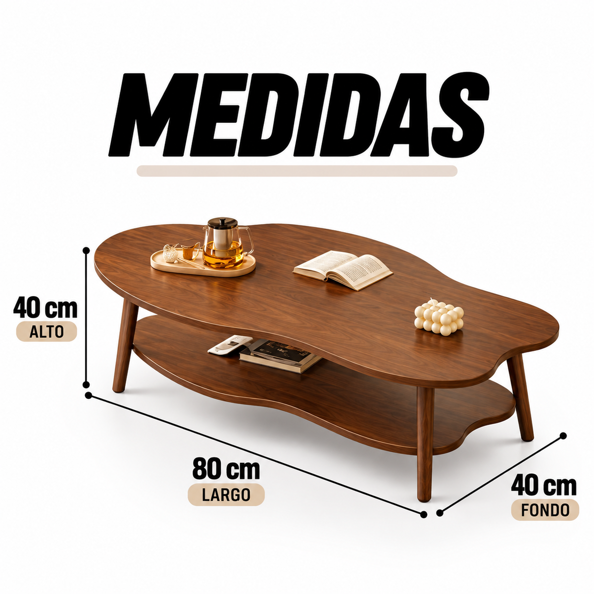 Mesa centro ondulada 2 niveles