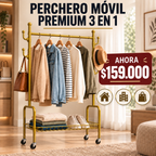 ✨ Perchero Móvil Premium 3 en 1 con Rodachines y Ganchos Multiusos