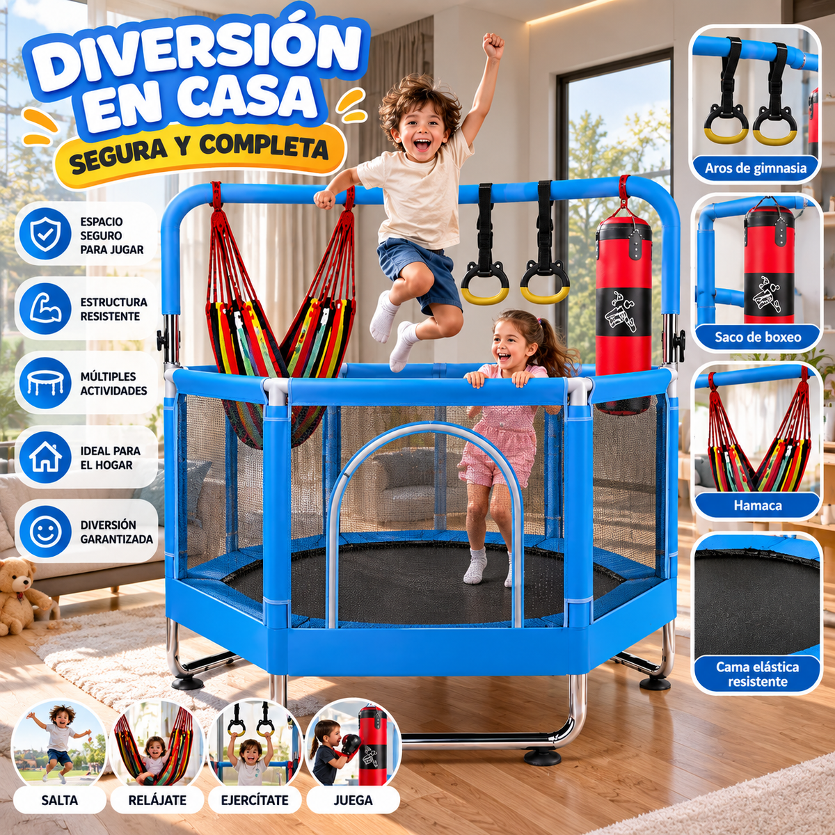 🧒🎪 Trampolín Infantil 5 en 1 – ¡Mucho Más que un Trampolín!