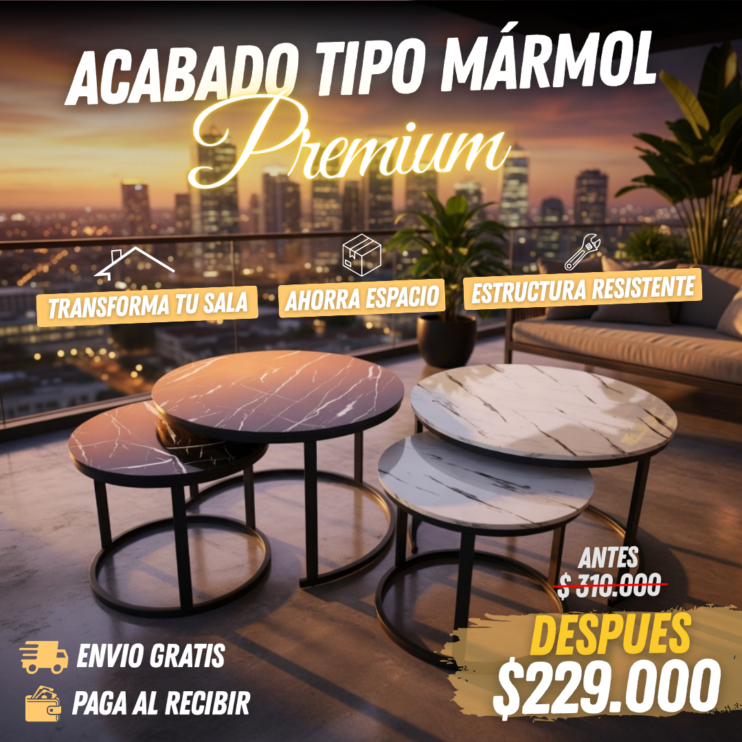 Estilo Mármol Prestige Collection x2 (Mesa Grande + Mesa Mediana) TT