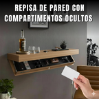Repisa de Madera con Cajón Oculto Inteligente — Acceso por Tarjeta y Llavero de Proximidad ( 50x28x8)