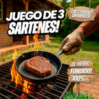 Juego De Sartenes, Hierro Fundido, (Grande, mediano y pequeño)  (TT)