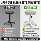 Taburete Profesional Acolchado 360° con Ruedas y Altura Ajustable