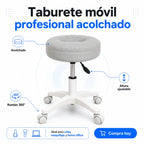 Taburete Profesional Acolchado 360° con Ruedas y Altura Ajustable