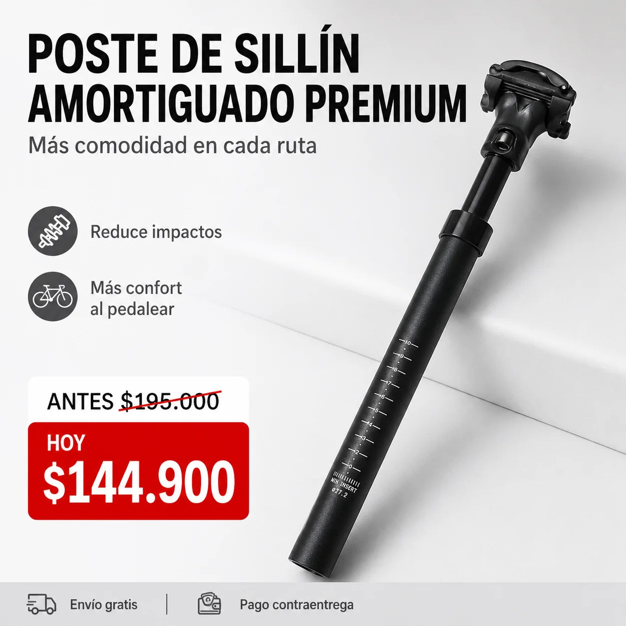 Poste de Sillín Amortiguado Premium para Bicicleta