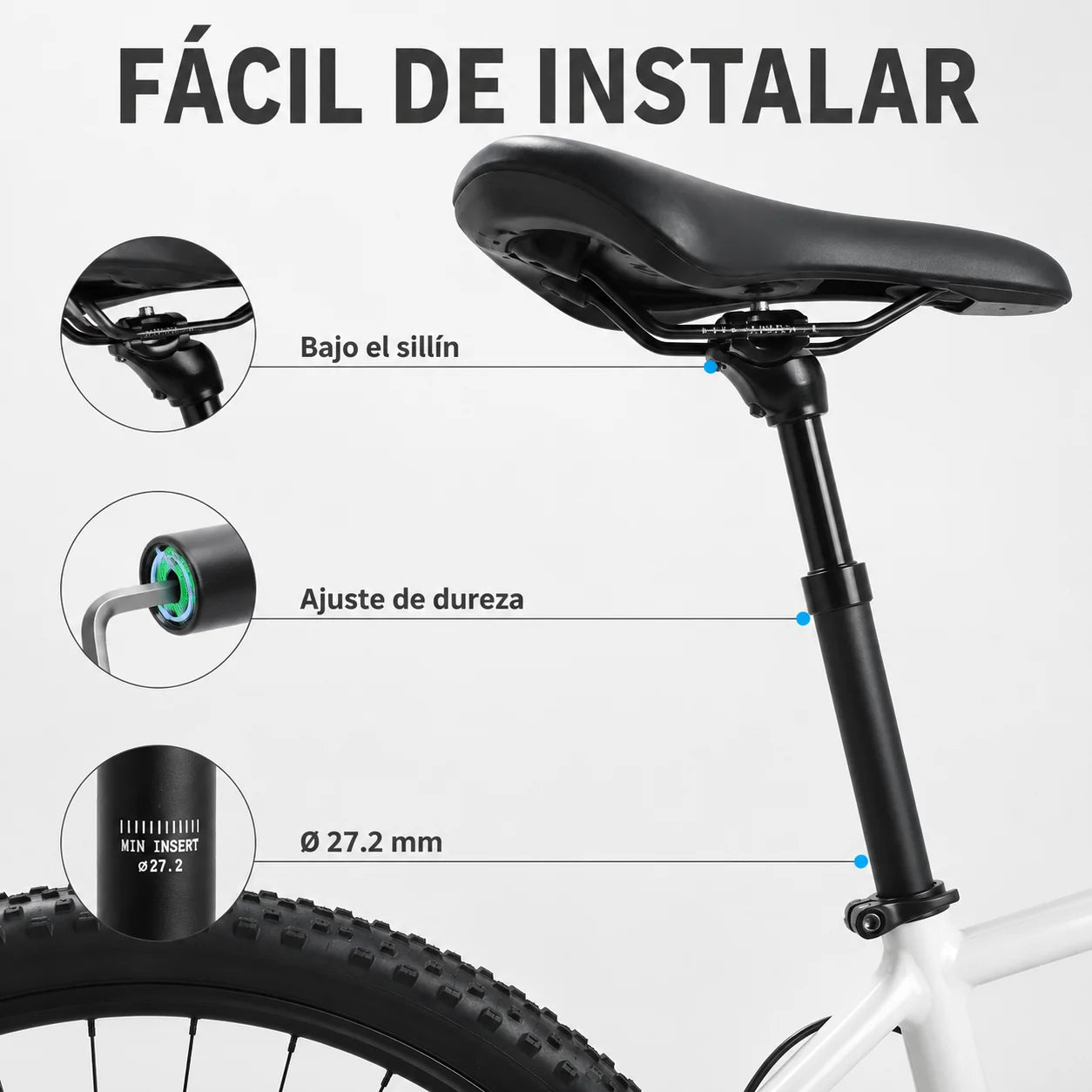 Poste de Sillín Amortiguado Premium para Bicicleta