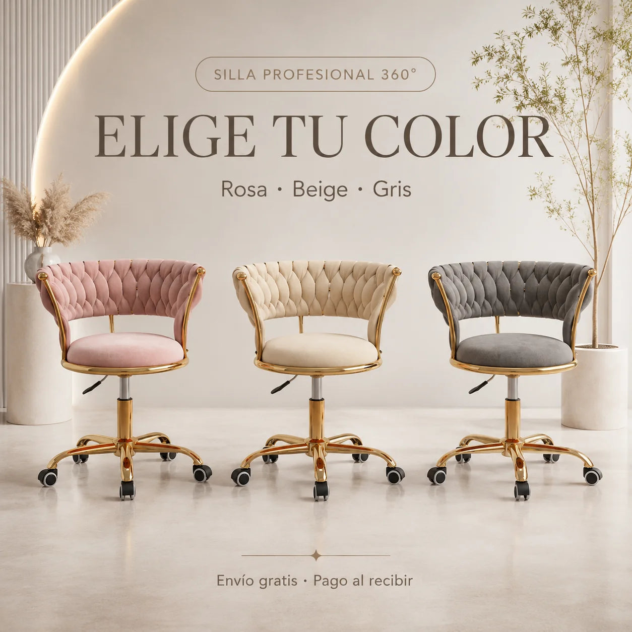 Silla Profesional de Estética Premium 360° con Altura Ajustable y Ruedas
