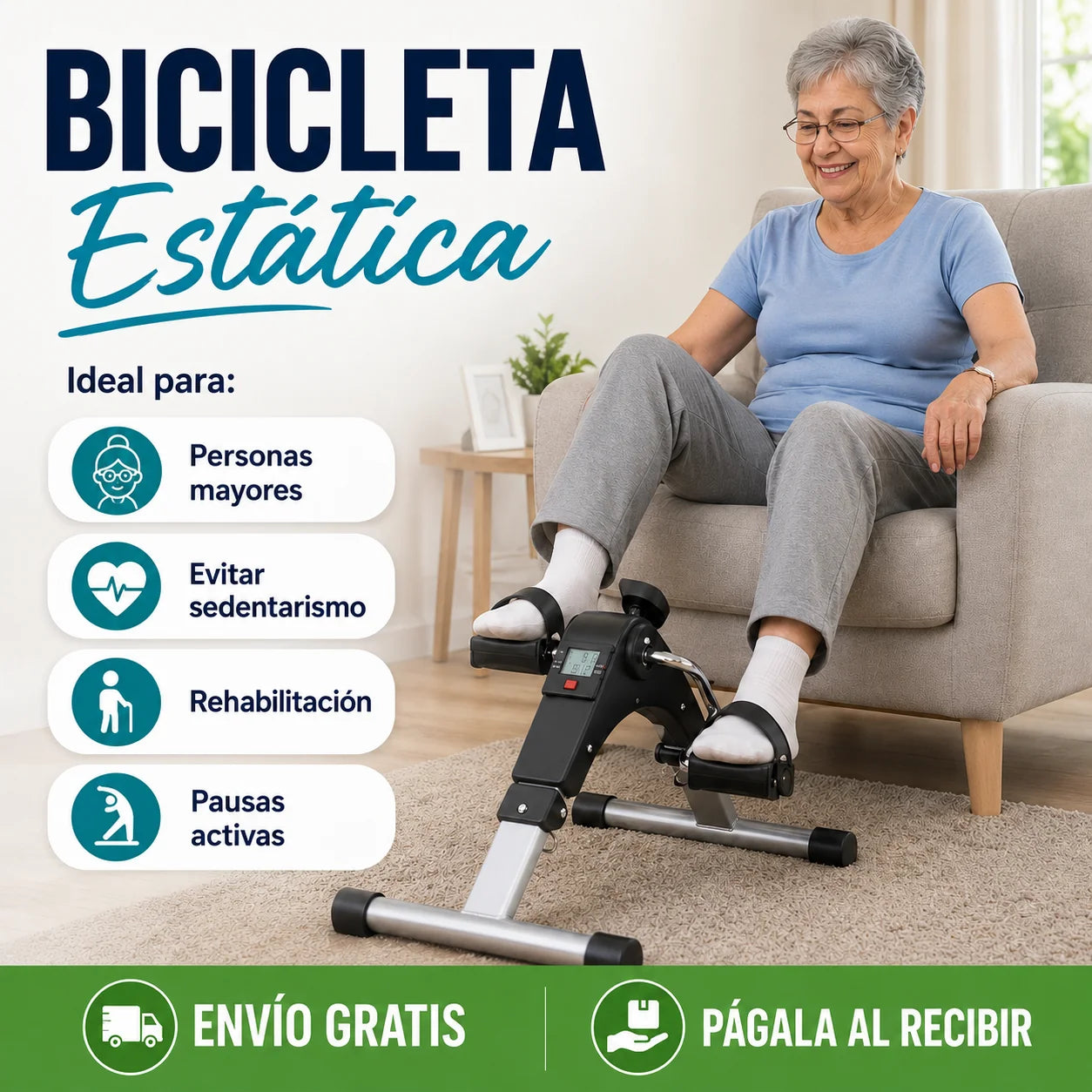 Mini Bicicleta Estática Ejercitador A Pedal Portátil Original