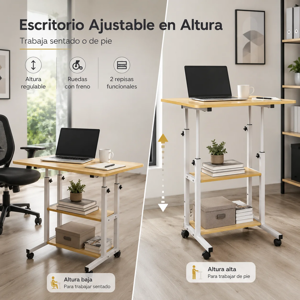 ✨ Mesa Móvil Ajustable Premium | Convierte Cualquier Rincón en Oficina